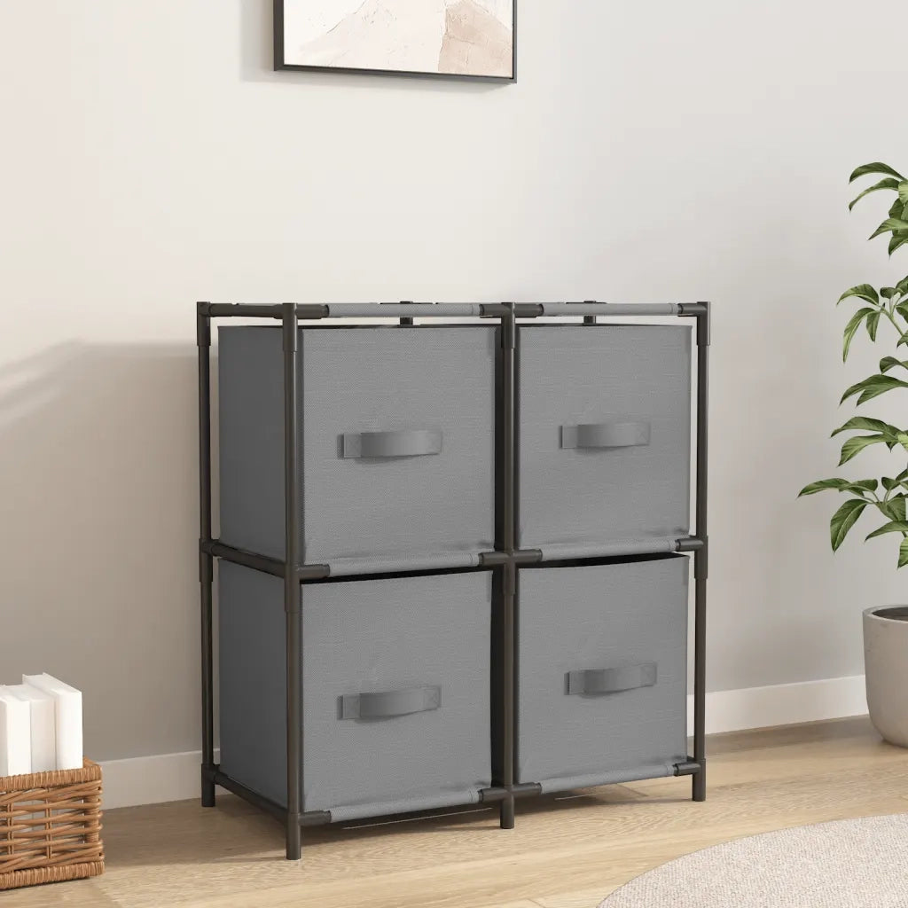 Armadietto con 4 Cesti in Tessuto Grigio 63x30x71 cm Acciaio 337255