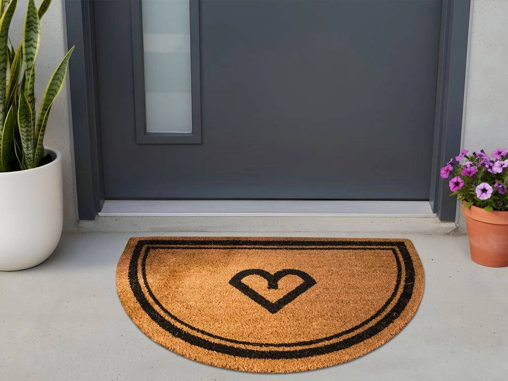 Zerbino di benvenuto in fibra di cocco antiscivolo 45 x 75 cm con supporto in PVC naturale stile tradizionale