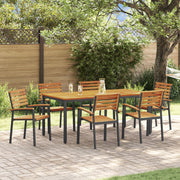 Set da Pranzo Giardino 7 Pezzi in Legno Massello Acacia e Metallo
