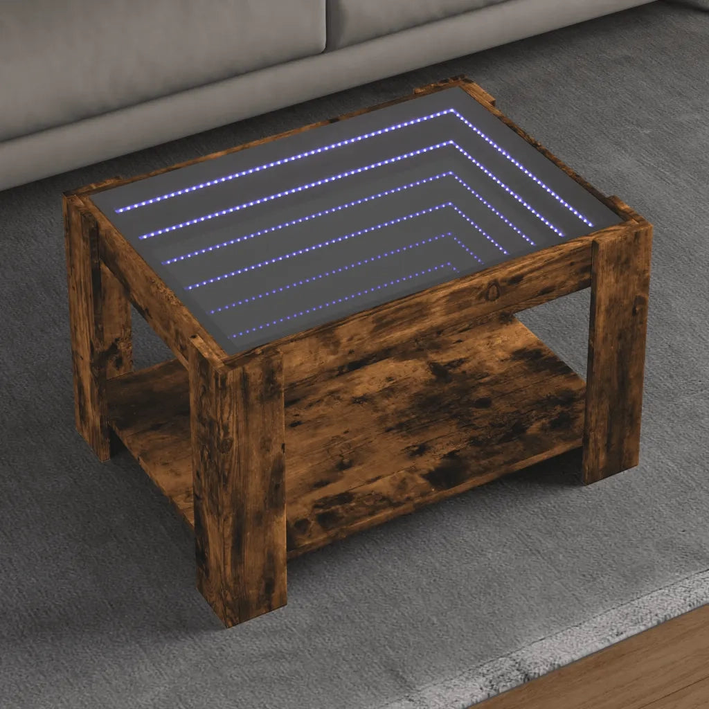 Tavolino salotto | Tavolino da caff¨¨ | Tavolino da Soggiorno con LED Rovere Fumo 73x53x45 cm Multistrato