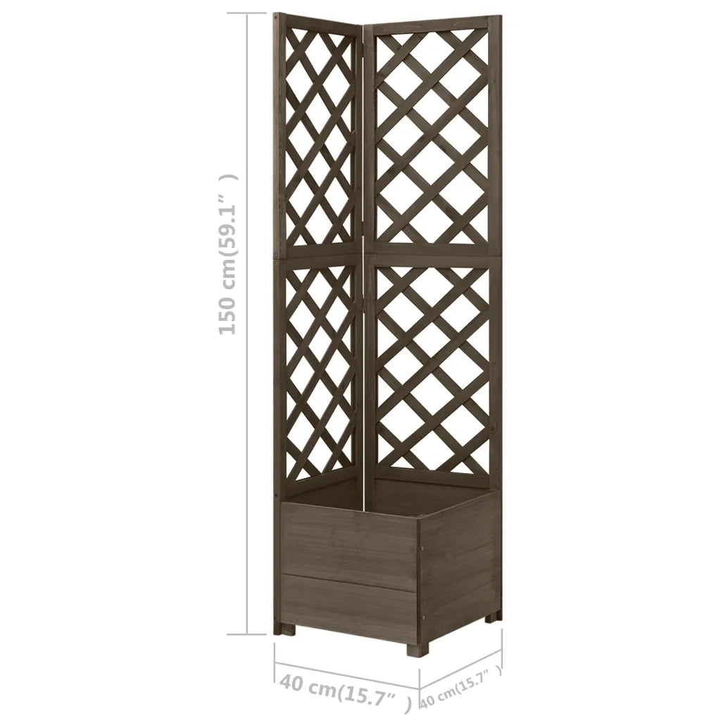 Fioriere | Traliccio ad Angolo Grigio 40x40x150 cm in Massello di Abete