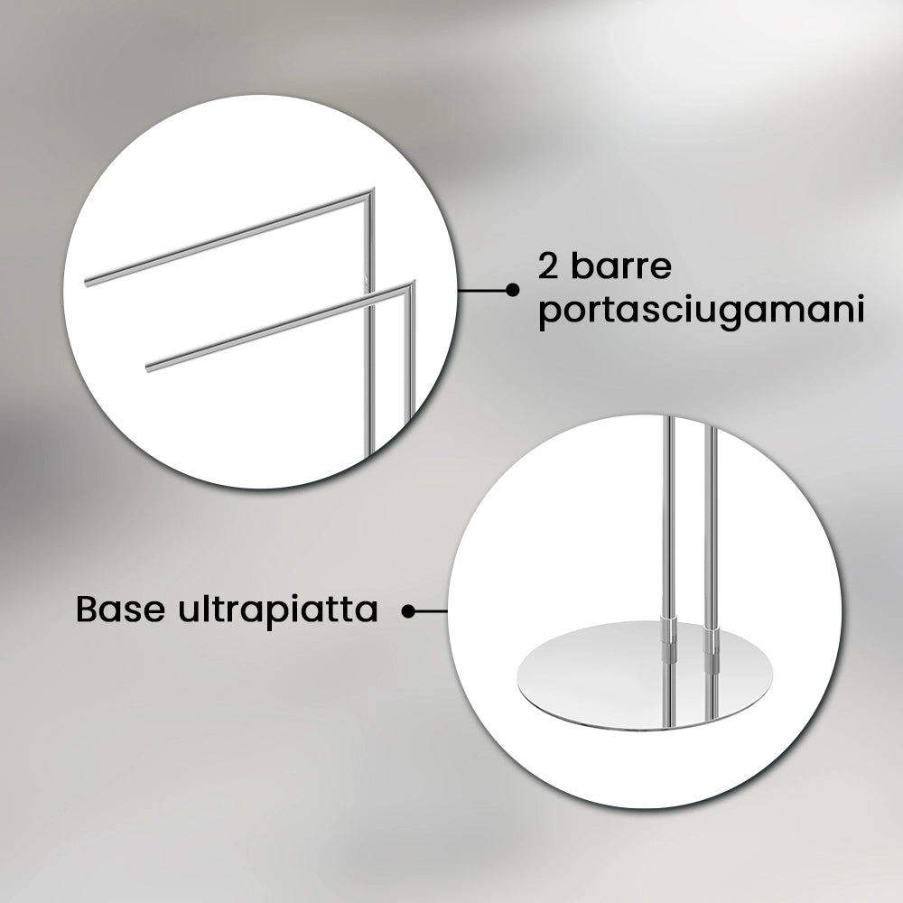 Piantana portasciugamani da appoggio in acciaio cromato Style
