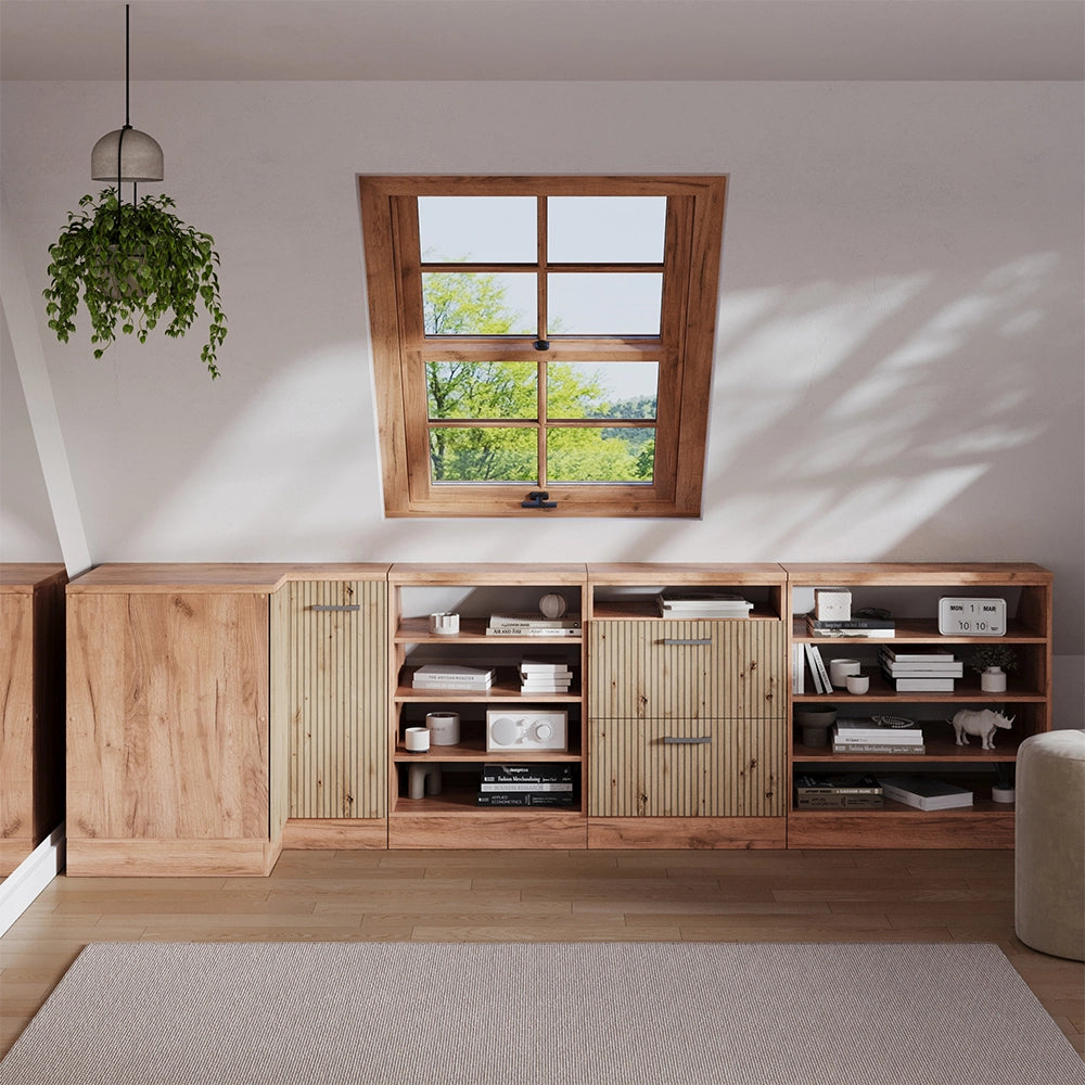 Mobile sottotetto Mobile angolare Rion Rovere artigianale/Rovere dorato 75.6 x 83.8 cm con 1 porta, carcassa dell’armadio profondità 60 cm Vicco