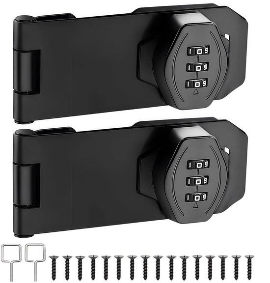 Serratura per armadio - Blocco sicurezza slot combinato - Forte e robusto - Nero - Combinato slot sicurezza - Ideale per armadi, cassetti, mobili - 2 pezzi