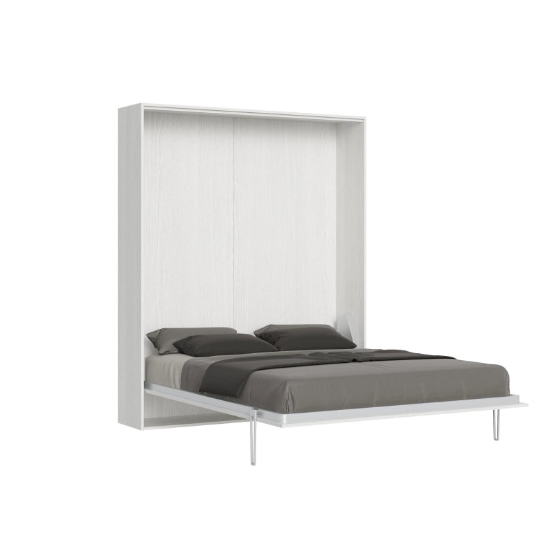 Letto a scomparsa 160 verticale Kentaro - Bianco Frassino