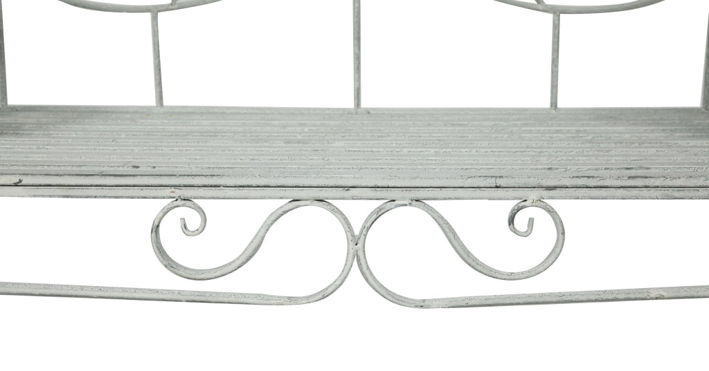 Biscottini Divanetto panca sedia seduta poltrona in ferro finitura grigia anticata L133xPR47xH90 cm