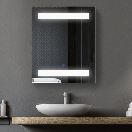 Pensile da Bagno 1 Anta Specchio con LED 60x50x15 cm  MorningLight Bianco
