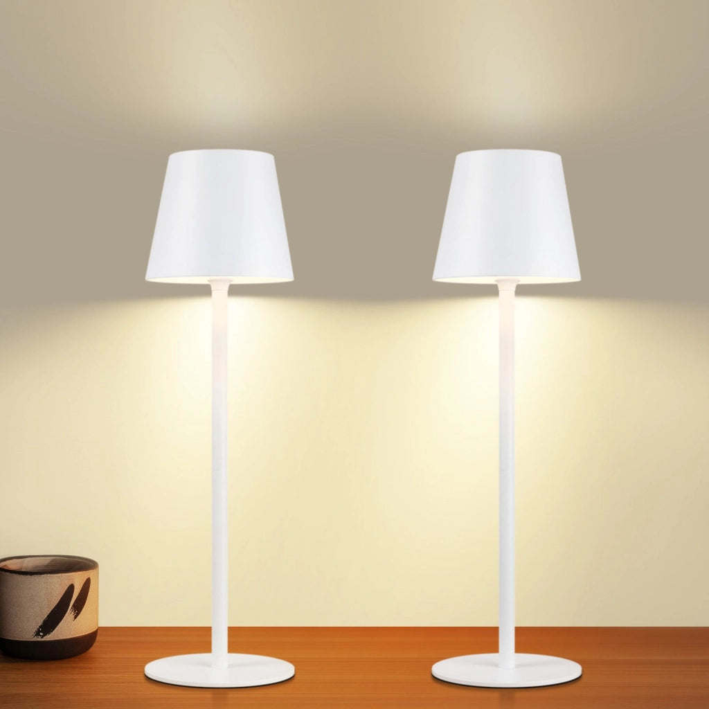 ZMH Lampada da tavolo LED wireless set 2 pezzi bianca 2600mAh touch ricaricabile USB per esterno camera letto