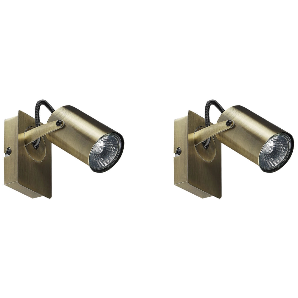 Set di 2 lampade da parete ottone metallo con paralume regolabile industriale