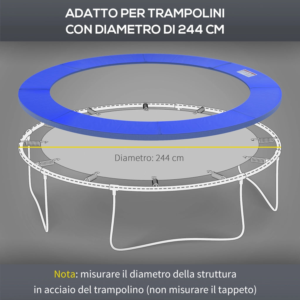 Copertura Imbottita Bordo Trampolino, Protezione per Tappeto Elastico Giaridno in Plastica, ?244cm, Blu