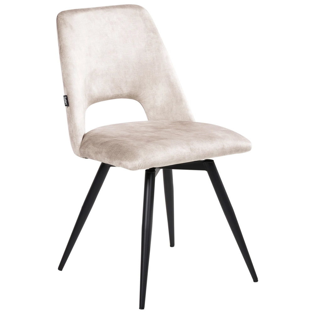 Set di 2 sedie da pranzo in velluto beige chiaro con gambe in ferro nero girevoli a 180° moderne sedie imbottite