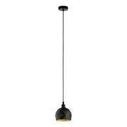 Lampadario A Sospensione Contemporaneo Roccaforte Acciaio Nero Oro 1 Luce E14
