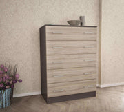 Cassettiera a  cassetti 80x45x109h cm di colore Olmo e Grigio scuro mod. Island