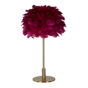 Lampada da tavolo Ball Feather Bordeaux con sfera di piume e stelo oro