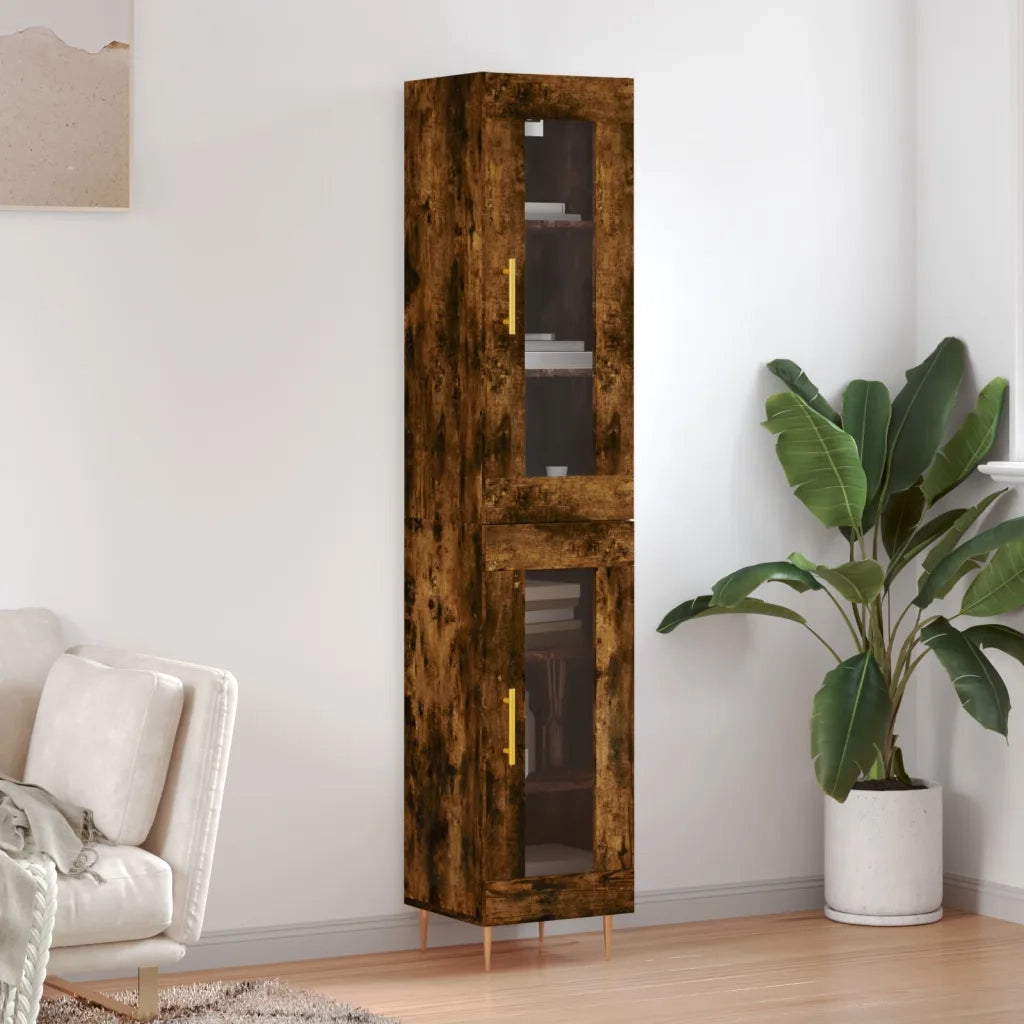 Credenza | Madia | Buffet da pranzo | Armadio da pranzo Rovere Fumo 34,5x34x180 cm in Legno Multistrato