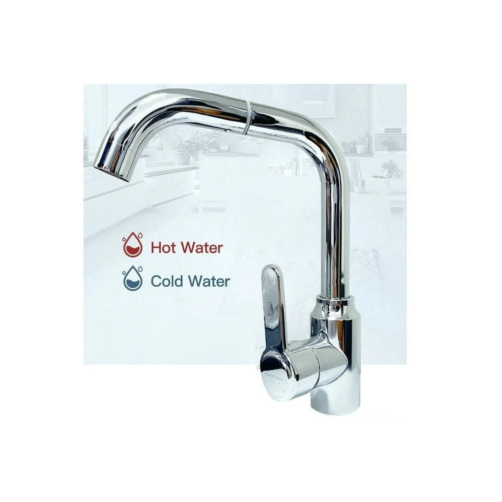 Trade Shop - Rubinetto Miscelatore Monocomando Lavello Cucina Canna Alta Rotante Cromato 8702 -