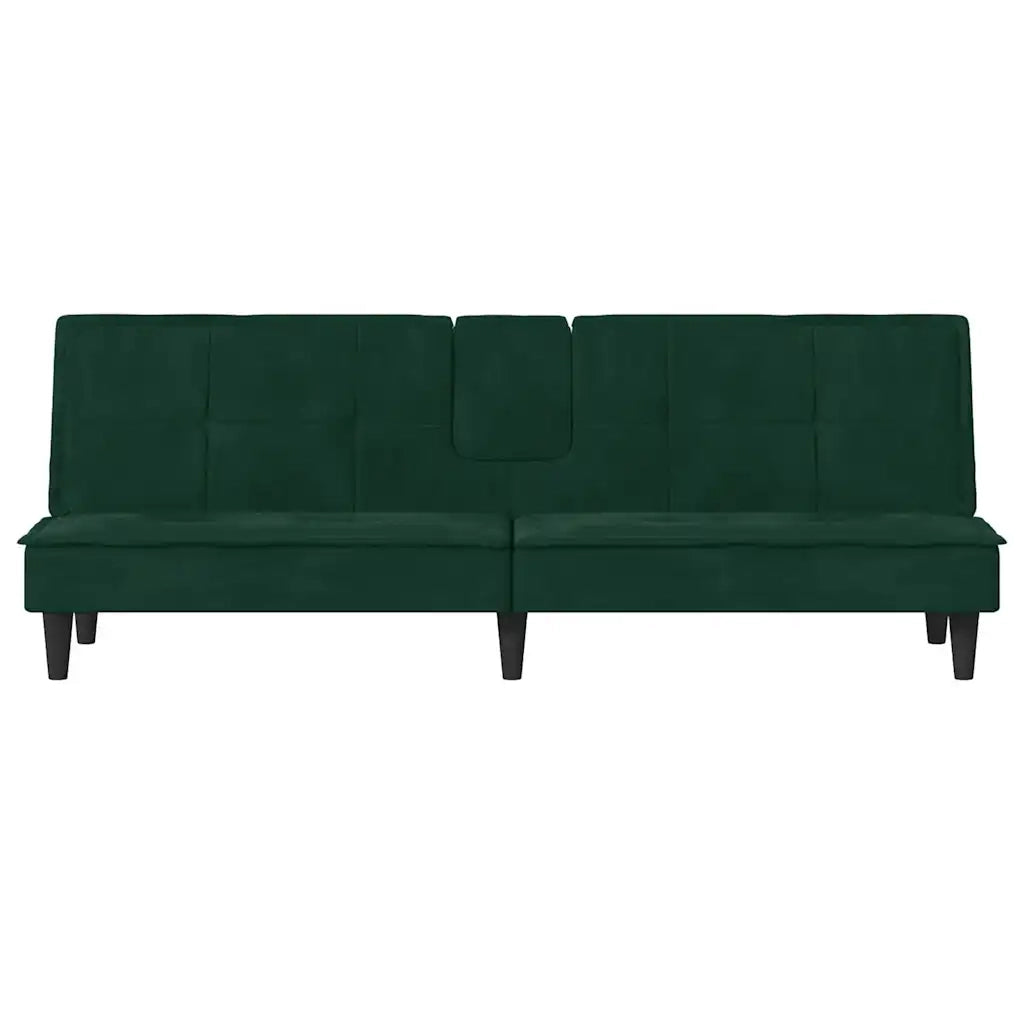 Divano letto | Sof¨¤ letto | Letto singolo con Portabicchieri in Velluto Verde Scuro