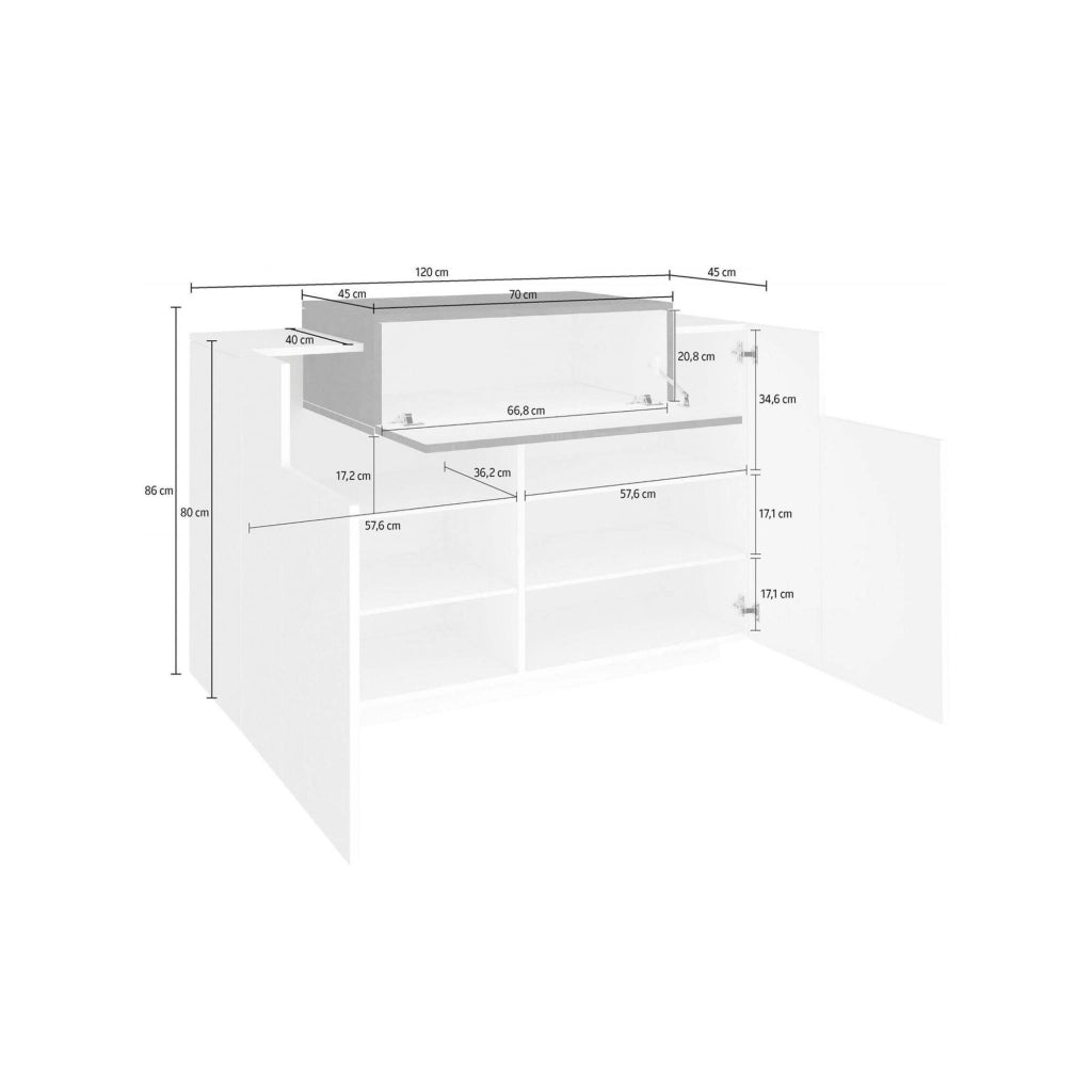 Mobile Portascarpe Aristotle, Scarpiera 4 Ripiani Made in Italy, 120x45x86h cm Bianco Lucido