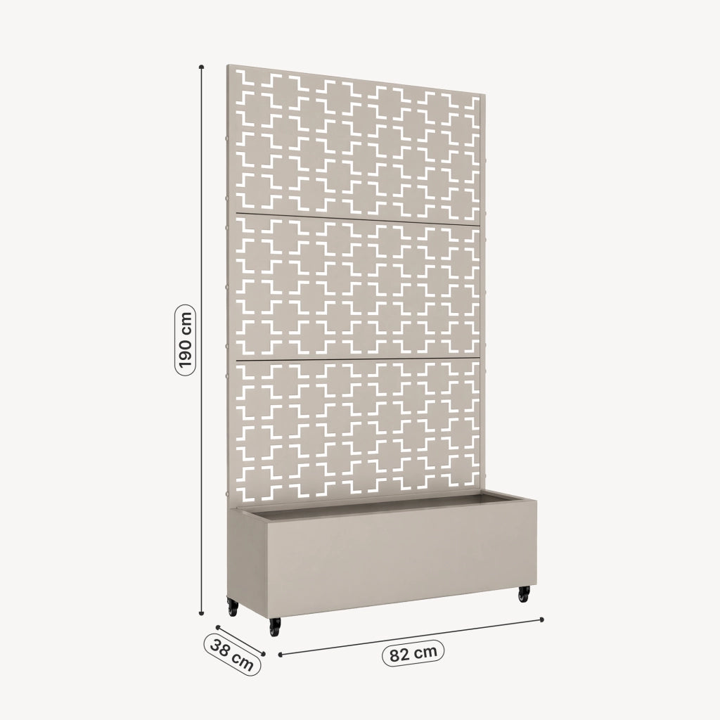 Fioriera con Spalliera Aaskis a Rotelle in Acciaio 190 x 82 x 38 cm - Beige casa.pro