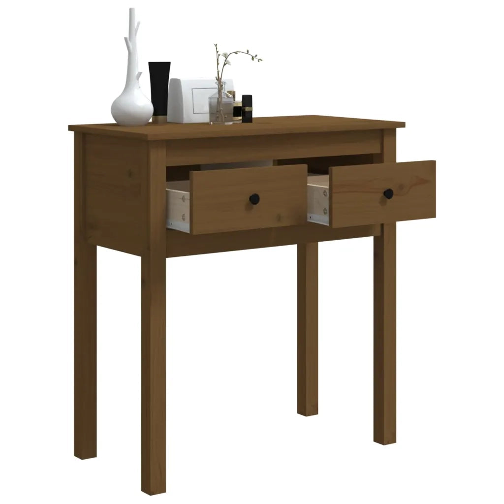 Tavolo Consolle Marrone Ambra 70x35x75cm Legno Massello di Pino 814612
