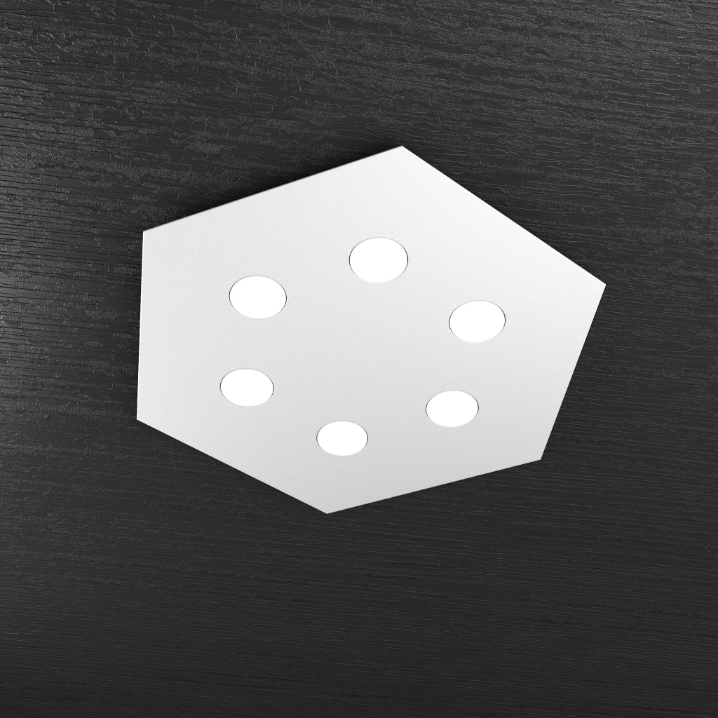 Toplight Plafoniera da soffitto esagonale Hexagon 6 luci max 9W con attacco GX53, struttura colore grigio, design moderno 60x69x3cm