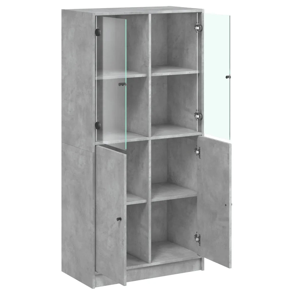 Credenza con Ante Grigio Cemento 68x37x142 cm Legno Multistrato 108838