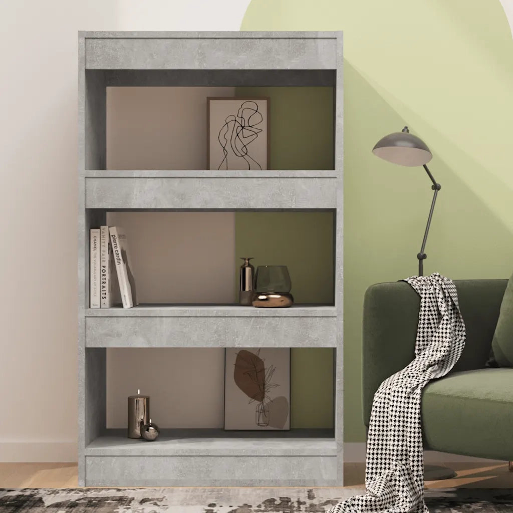 Libreria Divisorio-Scaffale per Libri-Mobile di Stoccaggio Grigio Cemento 60x30x103 cm in Truciolato