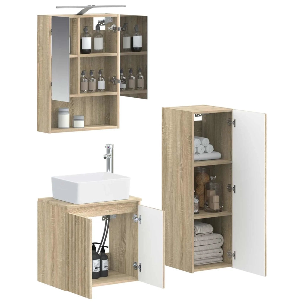 Set di mobili per il bagno 4 pcs Rovere Sonoma 3407441