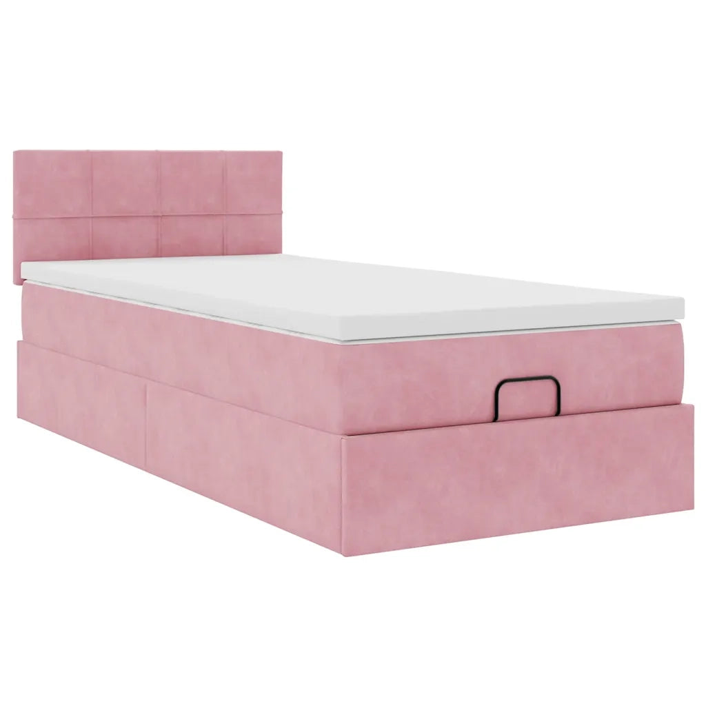 vidaXL Struttura Letto Pouf con Materasso Rosa 100x200 cm Velluto