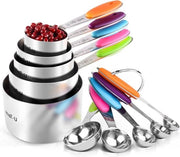 Set di Cucchiaini e Cucchiai in Acciaio Inox per la Misura - Cucchiai e Cucchiaini Colorati per la Misura - Cucchiaini e Cucchiaini per la Misura - Cucchiai e Cucchiaini - Pesi in Grammi e ML - Bilanciamento