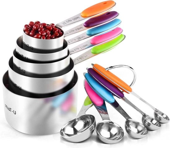 Set di Cucchiaini e Cucchiai in Acciaio Inox per la Misura - Cucchiai e Cucchiaini Colorati per la Misura - Cucchiaini e Cucchiaini per la Misura - Cucchiai e Cucchiaini - Pesi in Grammi e ML - Bilanciamento