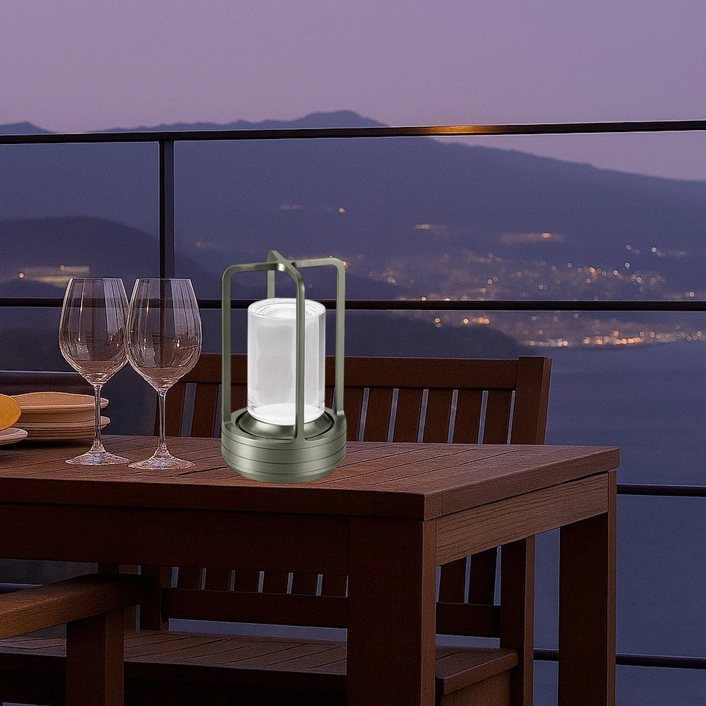Trade Shop - Lampada A Led Da Tavolo 3 Watt Lanterna Lume Ricaricabile Touch Dimmerabile Cct D37-3c - Argento
