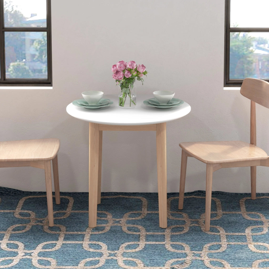 Tavolo da pranzo rotondo ¨C zephmum ¨C bianco + legno naturale 75x75x76 cm