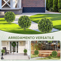 Set 2 Piante Artificiali di Bosso da 40 cm con Picchetto Integrato per Interno ed Esterno in PE Verde