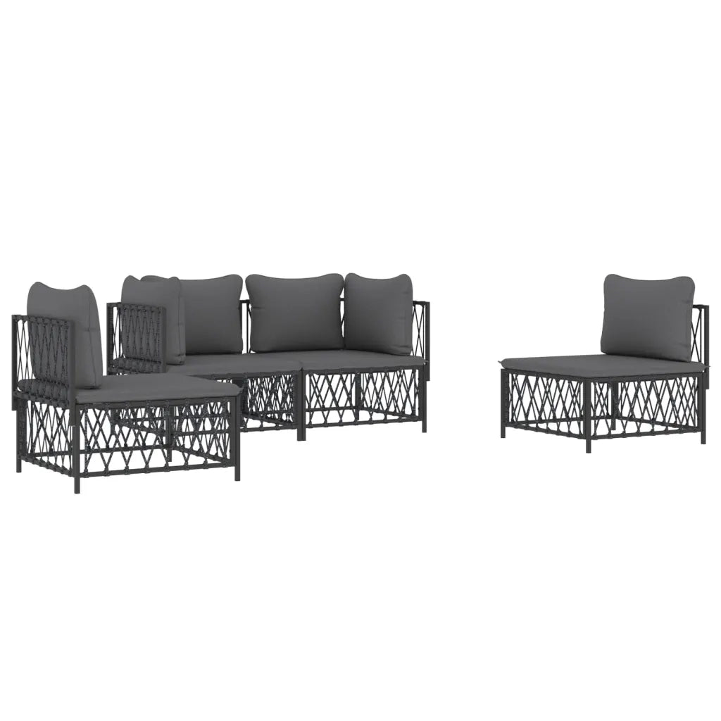 Set Salotto da Giardino 4 pz con Cuscini in Acciaio Antracitecod mxl 76587