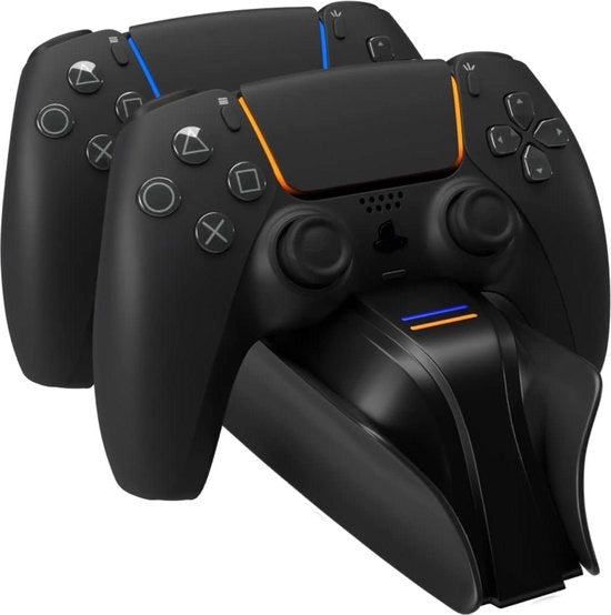 Stazione di Ricarica DualSense PS5 - TWIN:CHARGE 5 Nero - Kit di Ricarica per 2 Controller Wireless con Display a LED