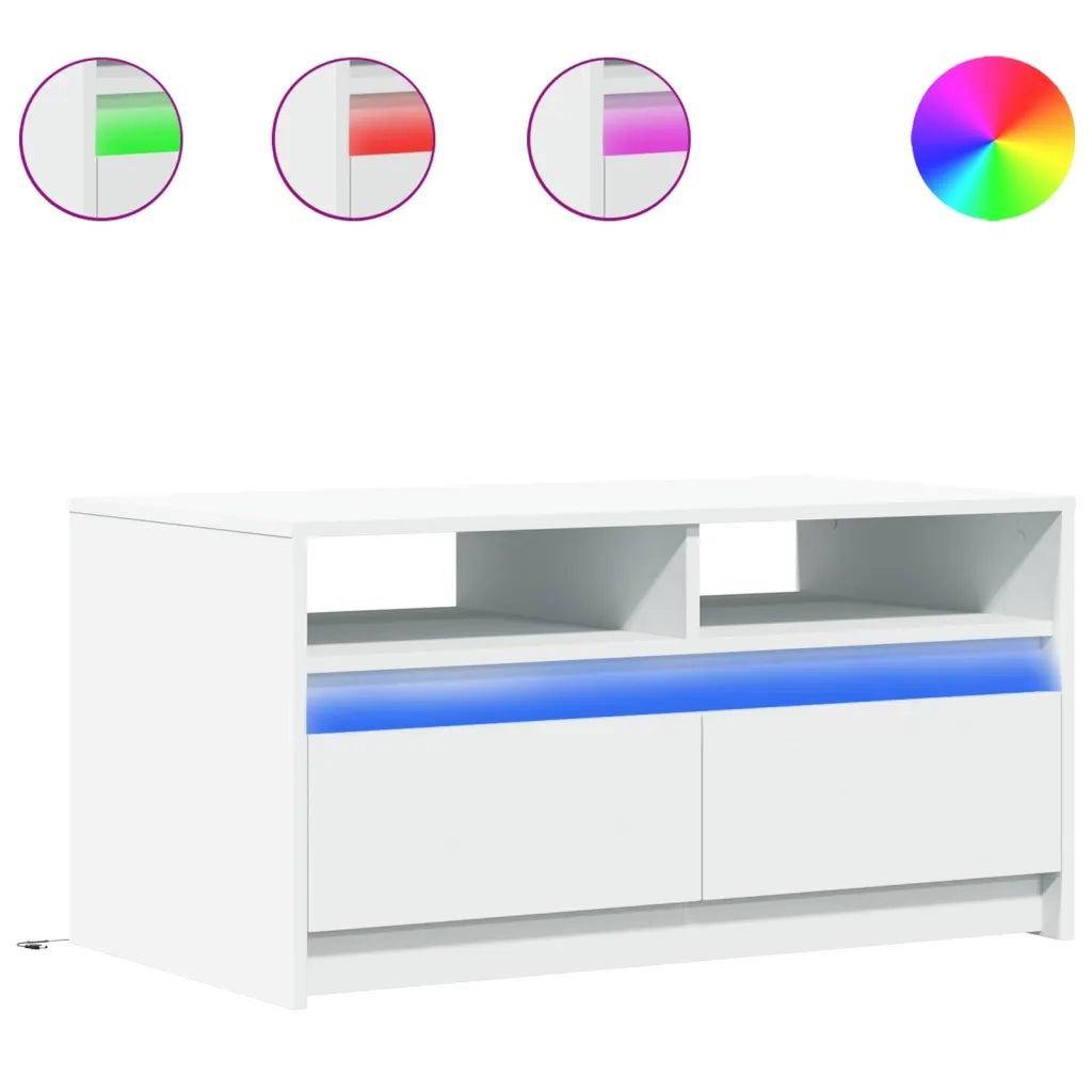 Tavolino da Salotto con Luci LED Bianco in Truciolato 851991