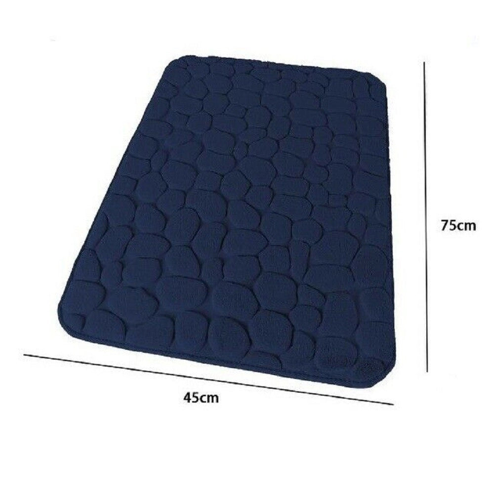 Trade Shop - Tappeto Tappetino Per Bagno Arredo 45 X 75 Cm Effetto Sassi Blu In Tessuto 69894 -