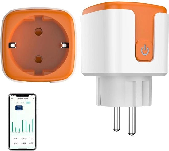 Stekker Wi-Fi intelligente con controllo vocale e funzione timer - compatibile con Alexa Google Home - 16 A 24 GHz - contatore di corrente smart (1 pezzo)