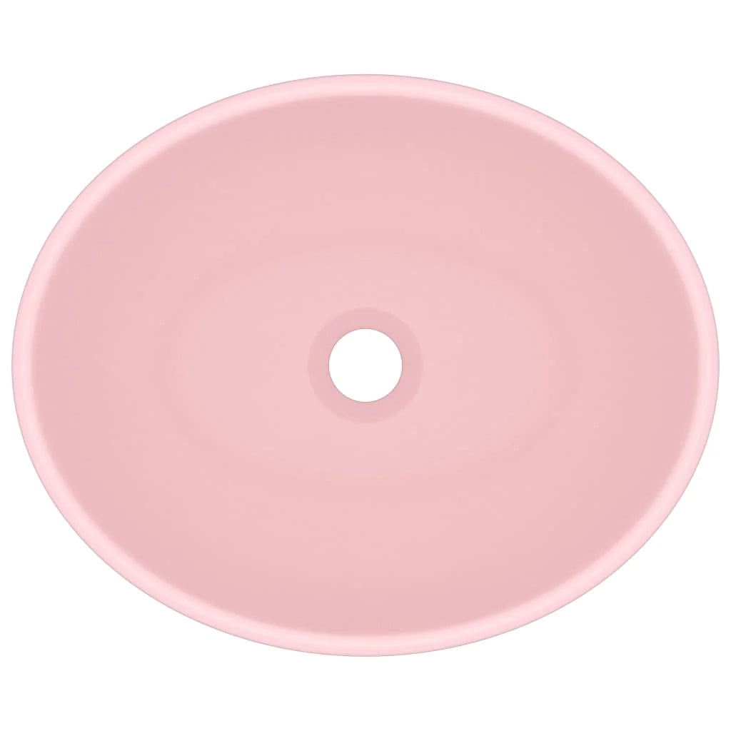 Lavabo da bagno ovale di lusso 40x33 cm in ceramica rosa opaco 02_0002664