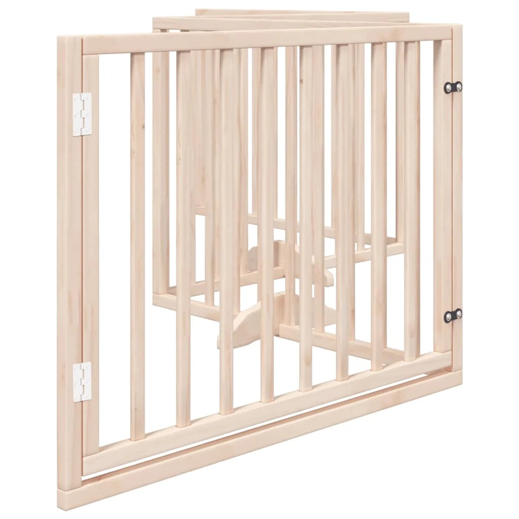 Cancelletto di sicurezza per cani con porta in legno di pioppo marrone a 4 pannelli 02_0023303