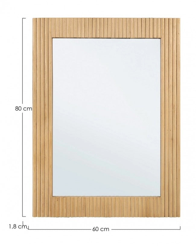 Specchio Rettangolare Legno Marrone Rustico da Parete 60x80 - CHARLOTTE