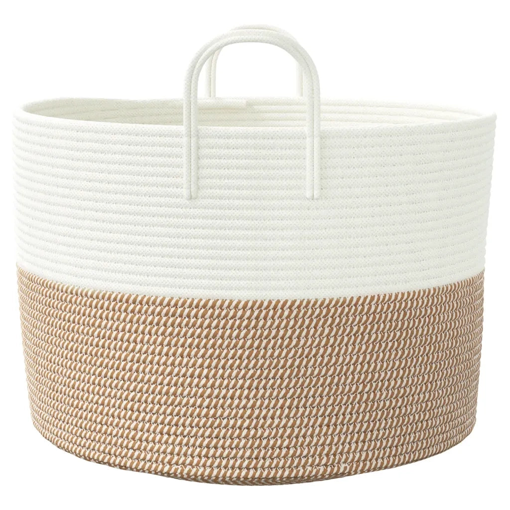 Cestino Portaoggetti Marrone e Bianco ?51x33 cm in Cotone CFW7843533
