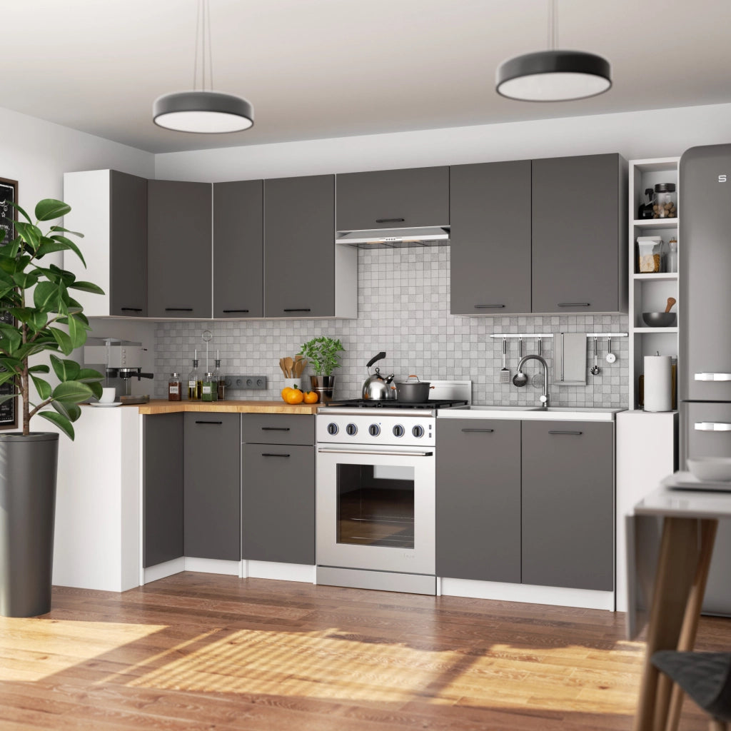 Mobile cucina modulare con piano di lavoro AKORD OLIWIA Bianco 60 cm 3 cassetti inserto frontale Grigia Grafite 60x46x85 cm