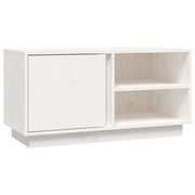 Mobile TV multimediale scaffale TV mobile TV sala da pranzo soggiorno camera da letto 80 x 35 x 40,5 cm legno di pino massiccio bianco 02_0026274