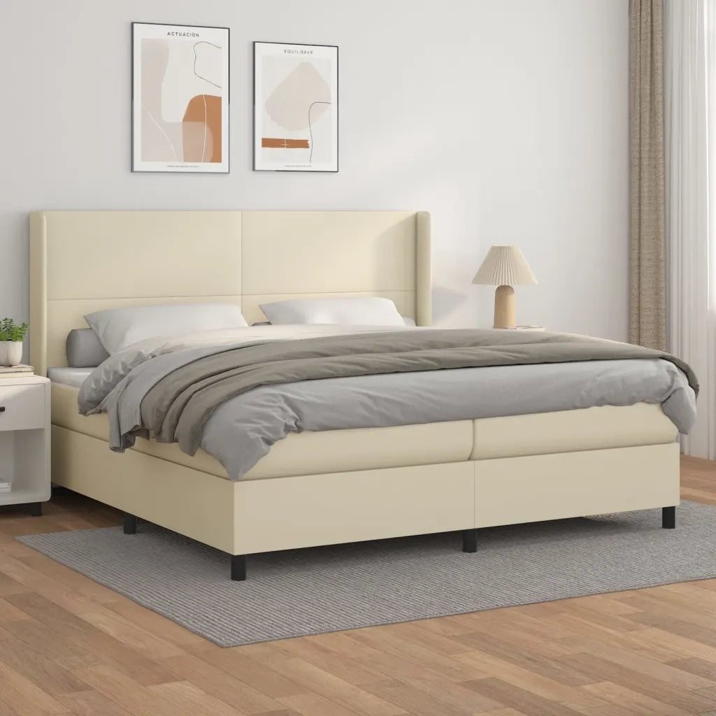 Giroletto a Molle con Materasso Crema 200x200 cm in Similpelle cod mxl 62216