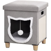 Casetta per Gatti con Cuscino Lavabile e Palla ¨C zephmum ¨C Grigio 35.5x35.5x42.5 cm