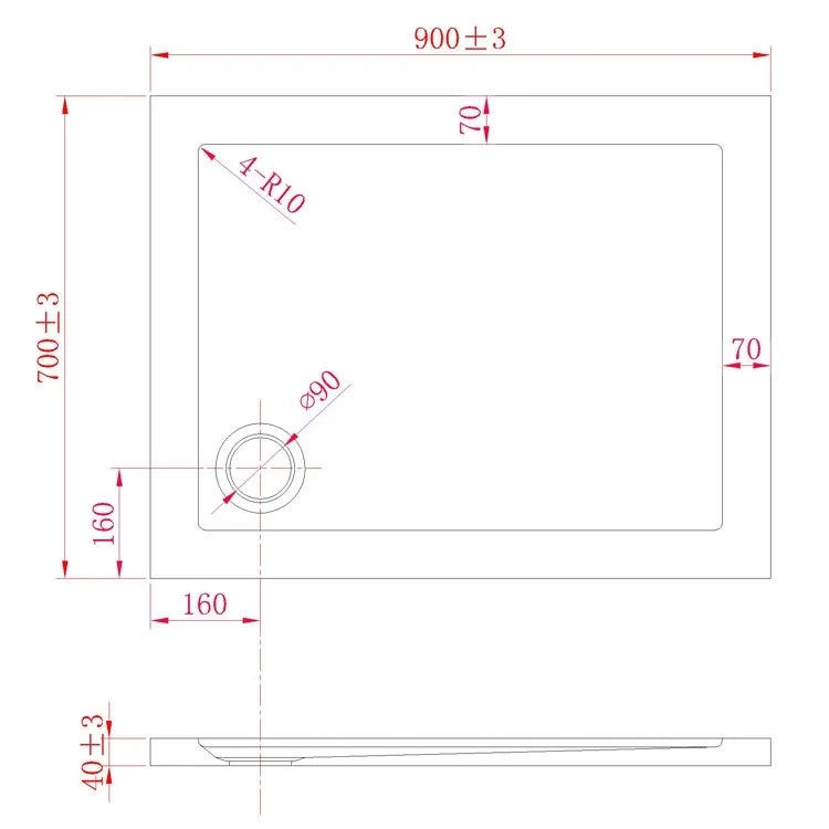 Piatto Doccia Slim 70x90x4 cm Rettangolare Acrilico Bordato Bianco Lucido mod. Flower