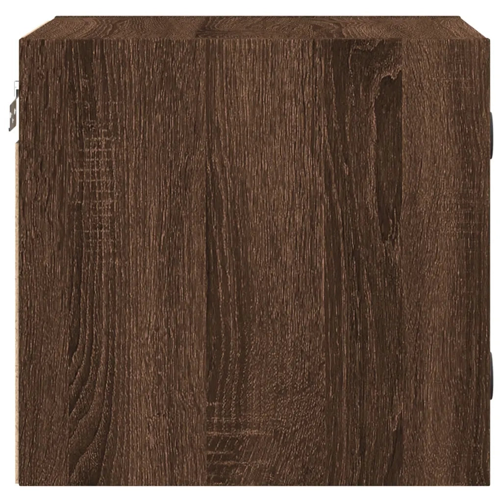 Set di 2 Comodini | Armadio da Notte | Mobiletto da notte con Ante in Vetro Rovere Marrone 35x37x35 cm