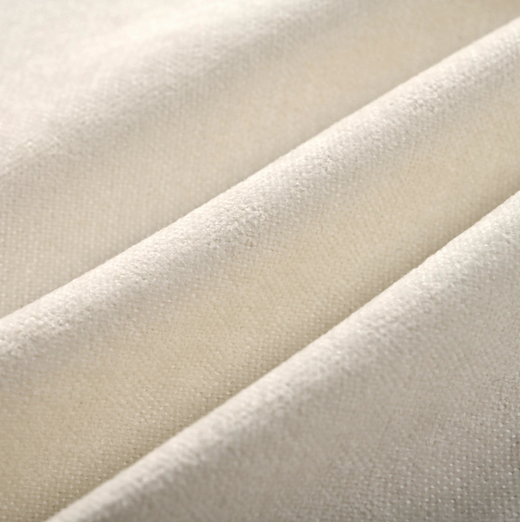 Divano modulare in chenille beige con pouf contenitore, 216 × 77 × 82 cm